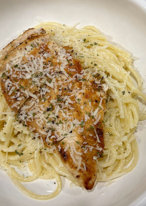 creamy pecorino pasta with chicken