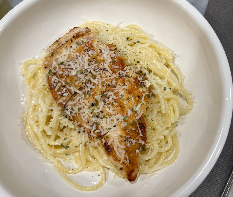 creamy pecorino pasta with chicken