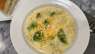 broccoli cheese soup with noodles